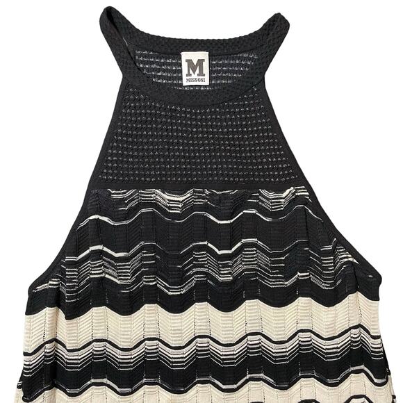Missoni Knit Racerback Sleeveless Top Chevron Pattern Black Cream IT 48 / US 12 - Picture 2 of 12